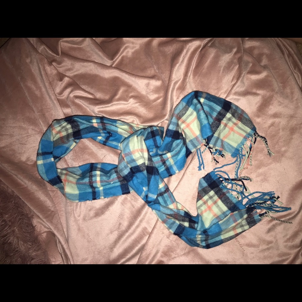 Soft Blue Plaid Scarf